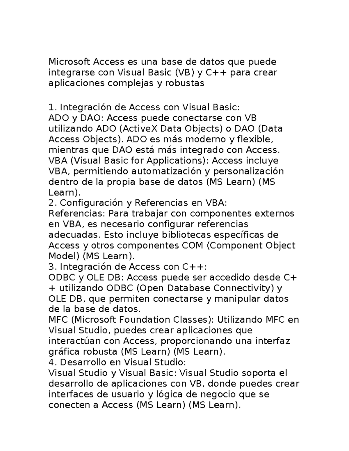 Integración de Microsoft Access con Visual Basic: ADO, DAO y VBA - Studocu