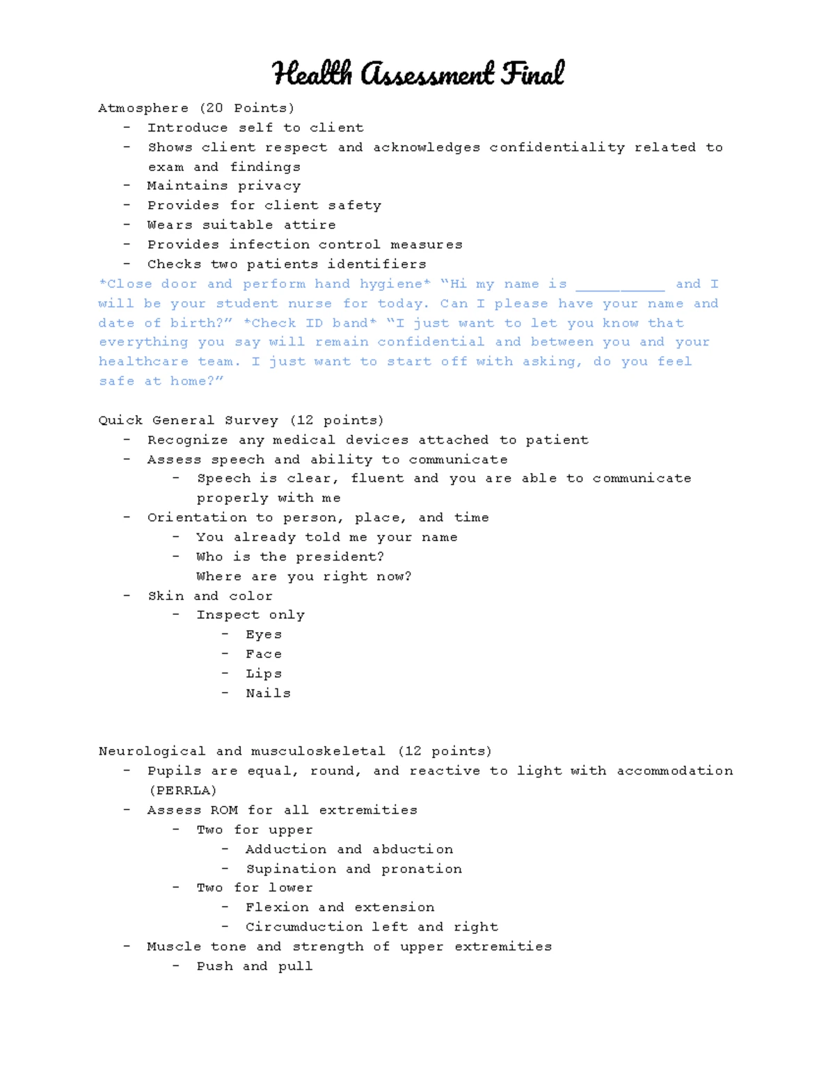 Fundamentals Exam 1 Study Guide: Key Readings & Health Care Concepts ...