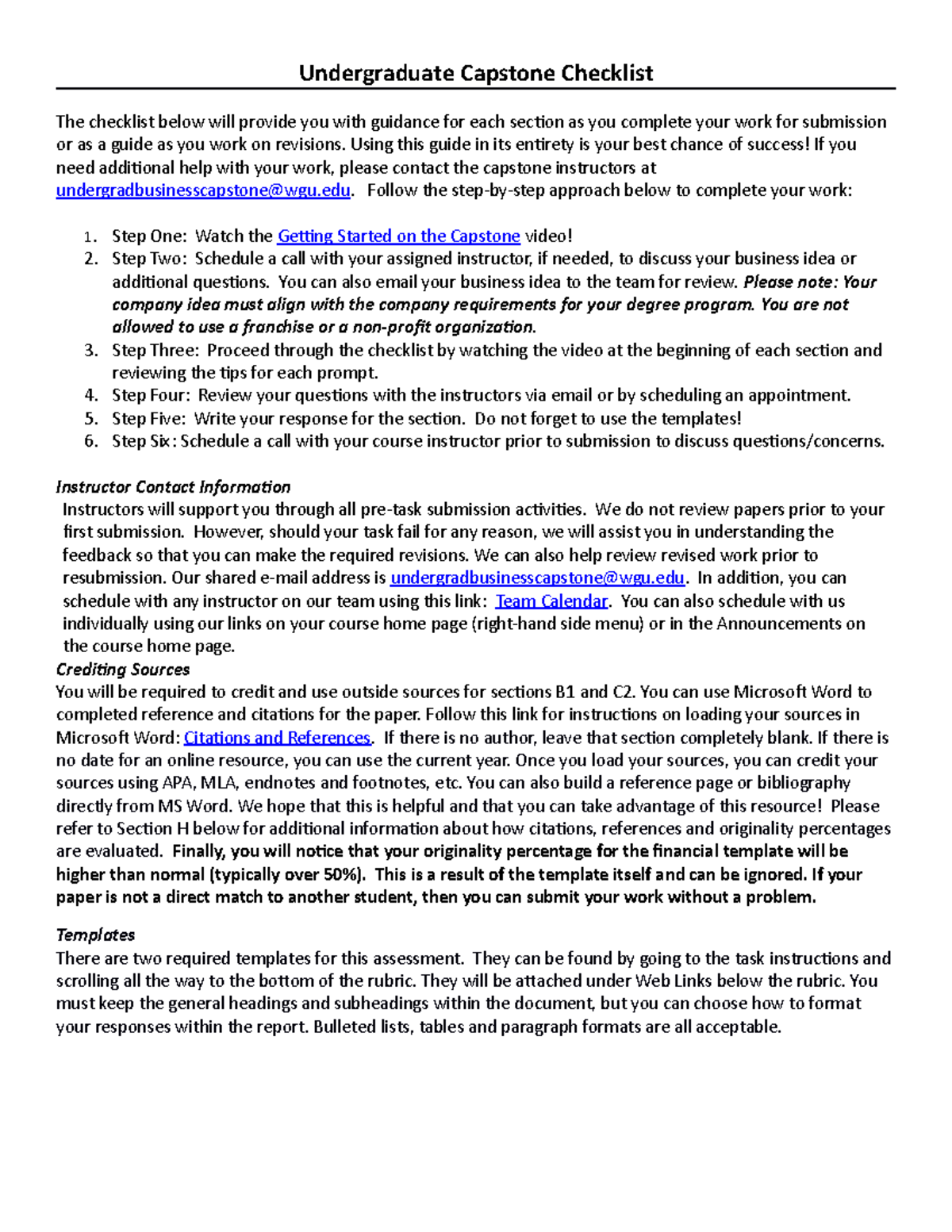 Undergrad Capstone Checklist: Essential Guide for Success - Studocu
