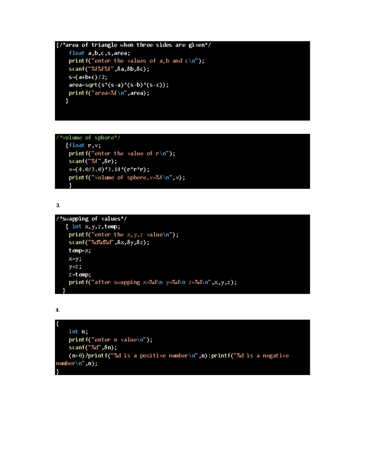 C LAB Programme: Triangle Sides and Sorting Functions - Studocu