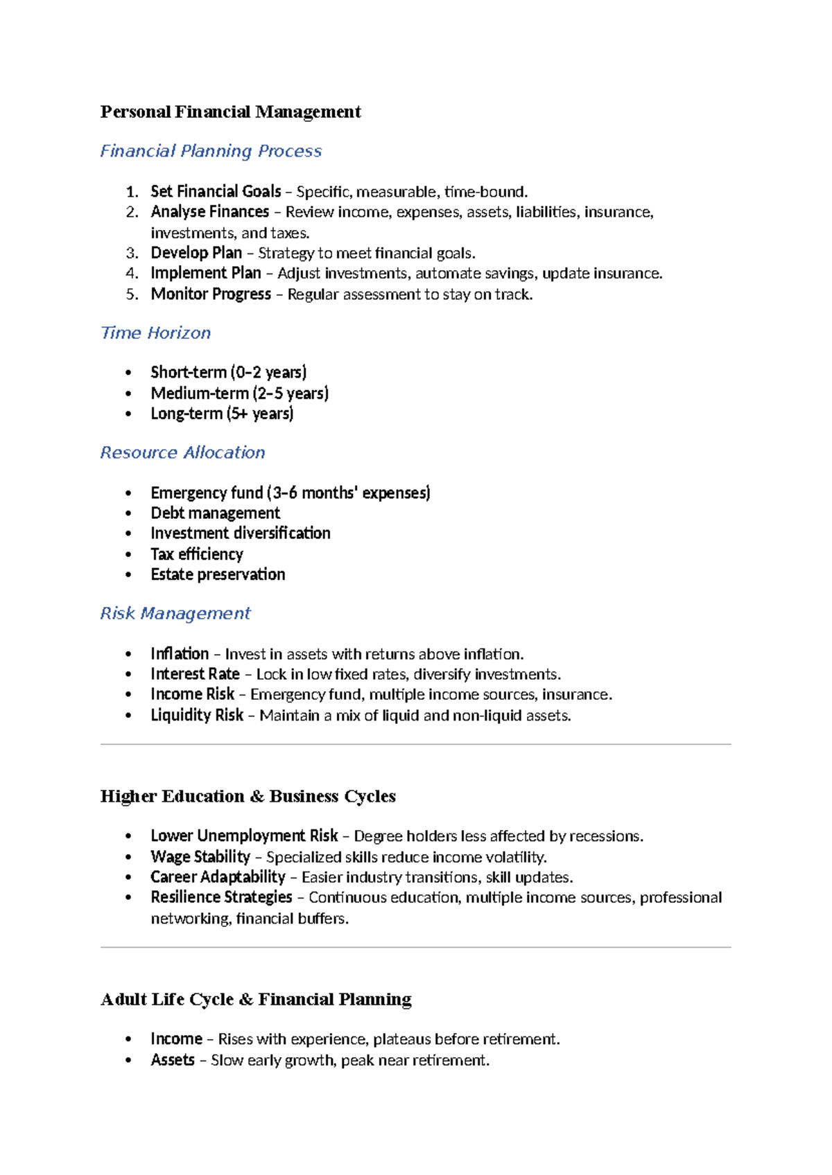 Financial Literacy 3 - Week 3: Personal Financial Management Overview ...