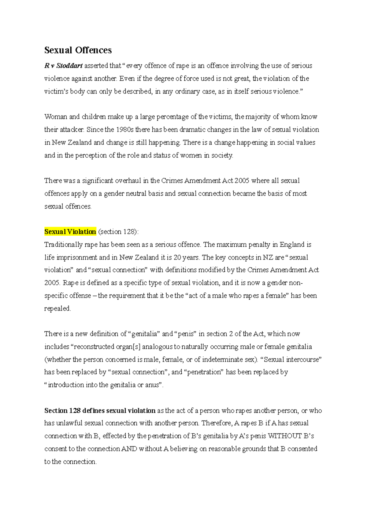 Crimes Exam Prep - Comprehensive notes on sexual offences, compulsion ...