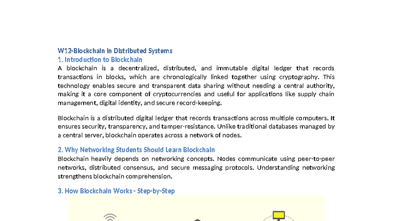 W12 - Blockchain Lecture Notes: Understanding Distributed Ledger Tech ...