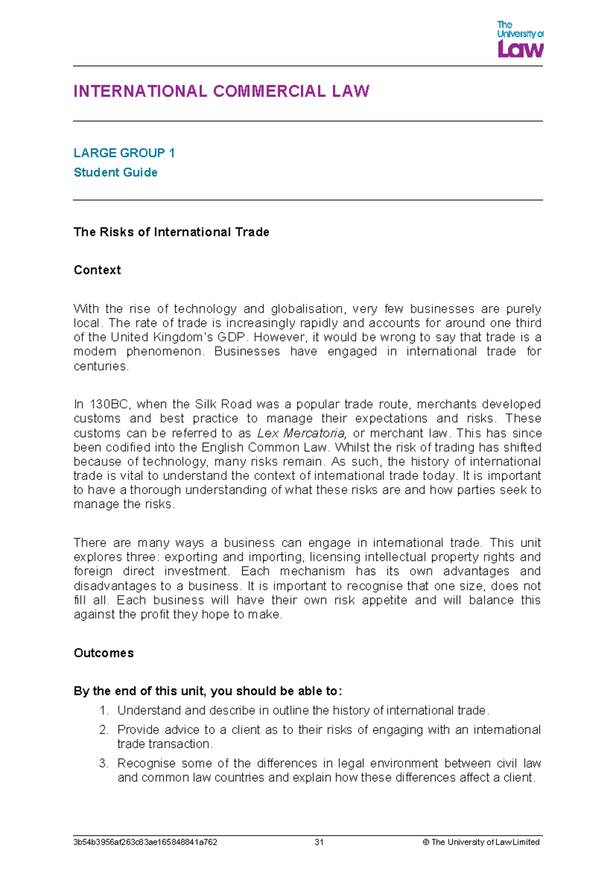 2425 icl lg01 ce01 student guide - INTERNATIONAL COMMERCIAL LAW LARGE ...