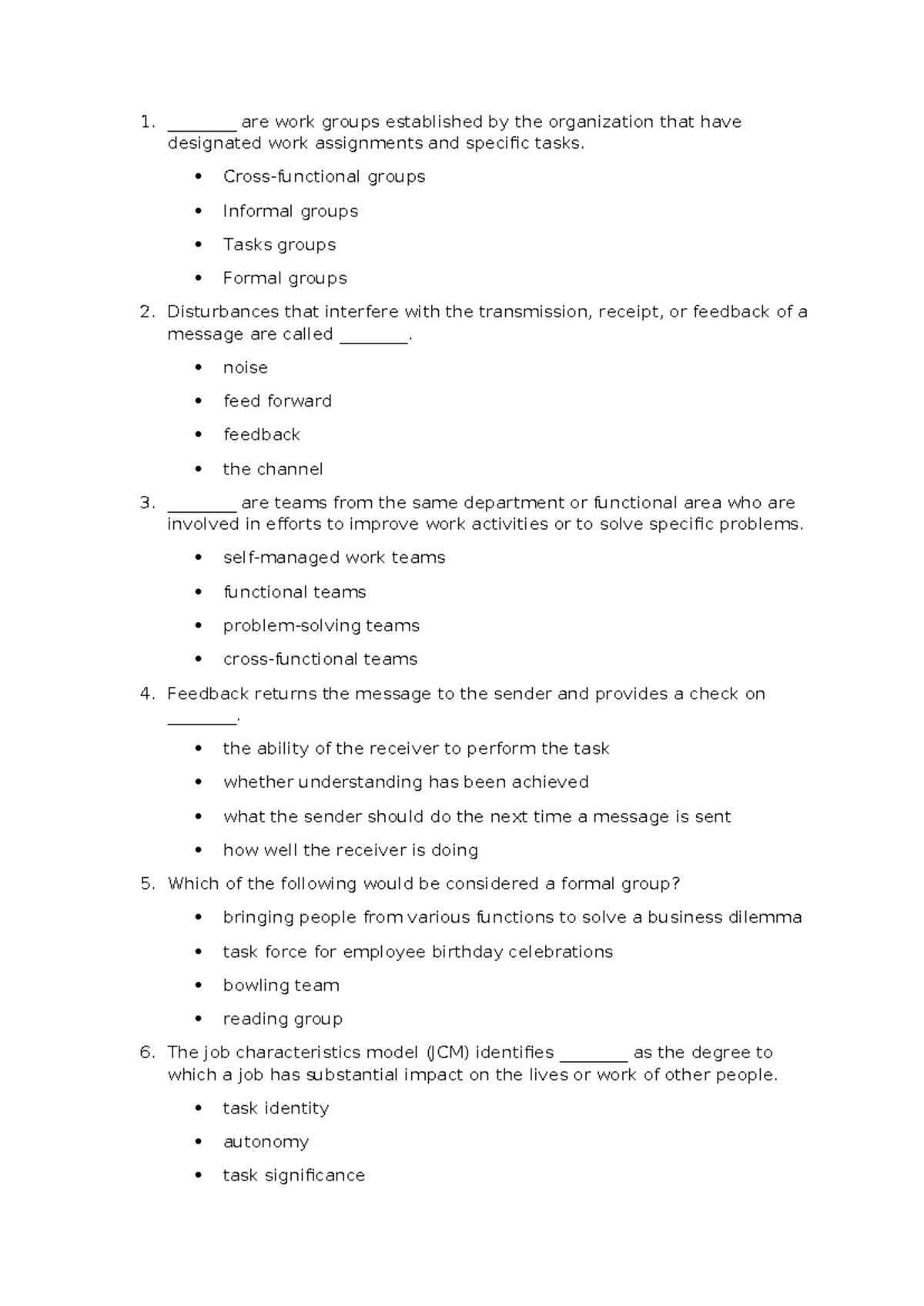 MPO EC2 Quiz 2: Key Concepts in Organizational Behavior - Studocu