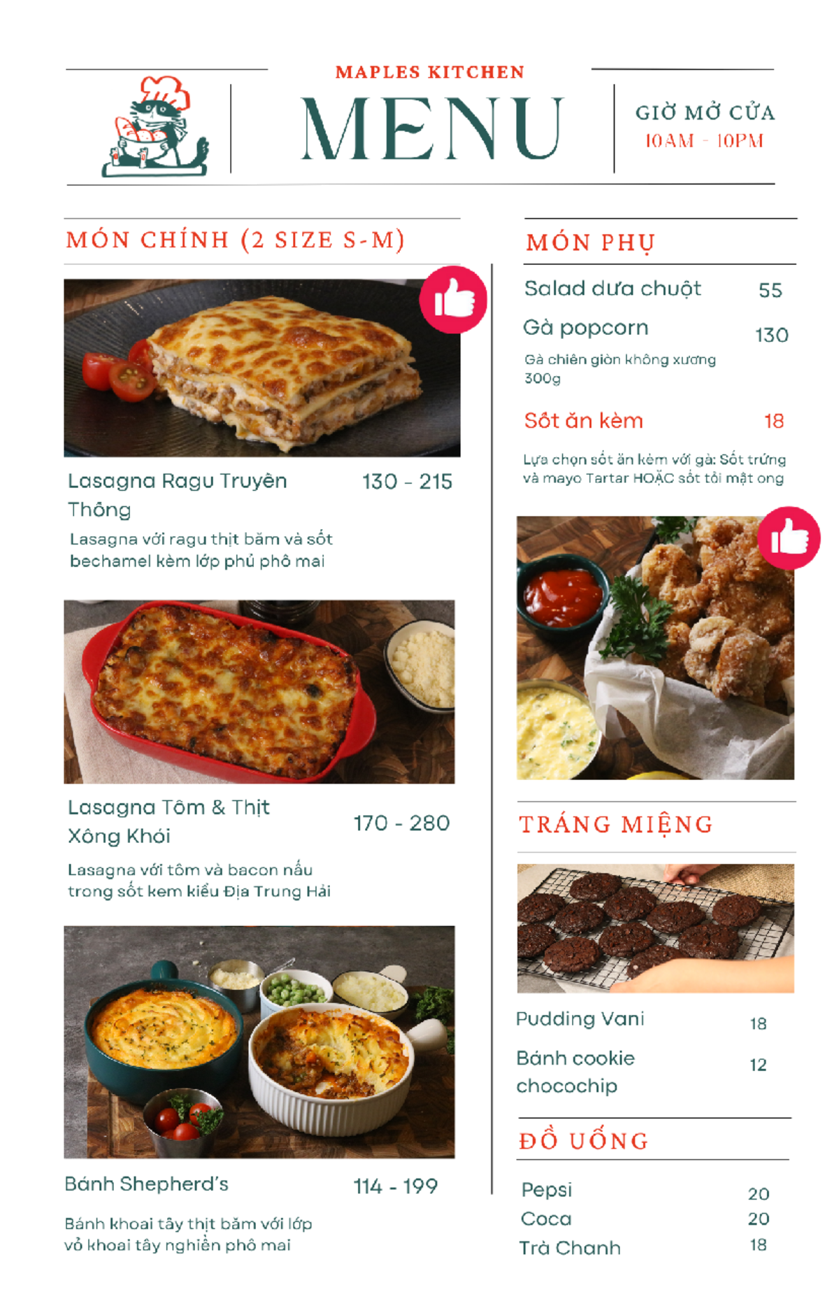Maples Kitchen Menu - Đặc Sản Ngon Miệng 10AM-10PM - Studocu