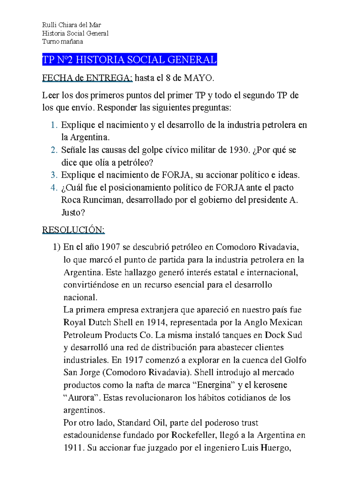 TP Nº2 Historia Social General: Análisis de la Industria Petrolera y ...