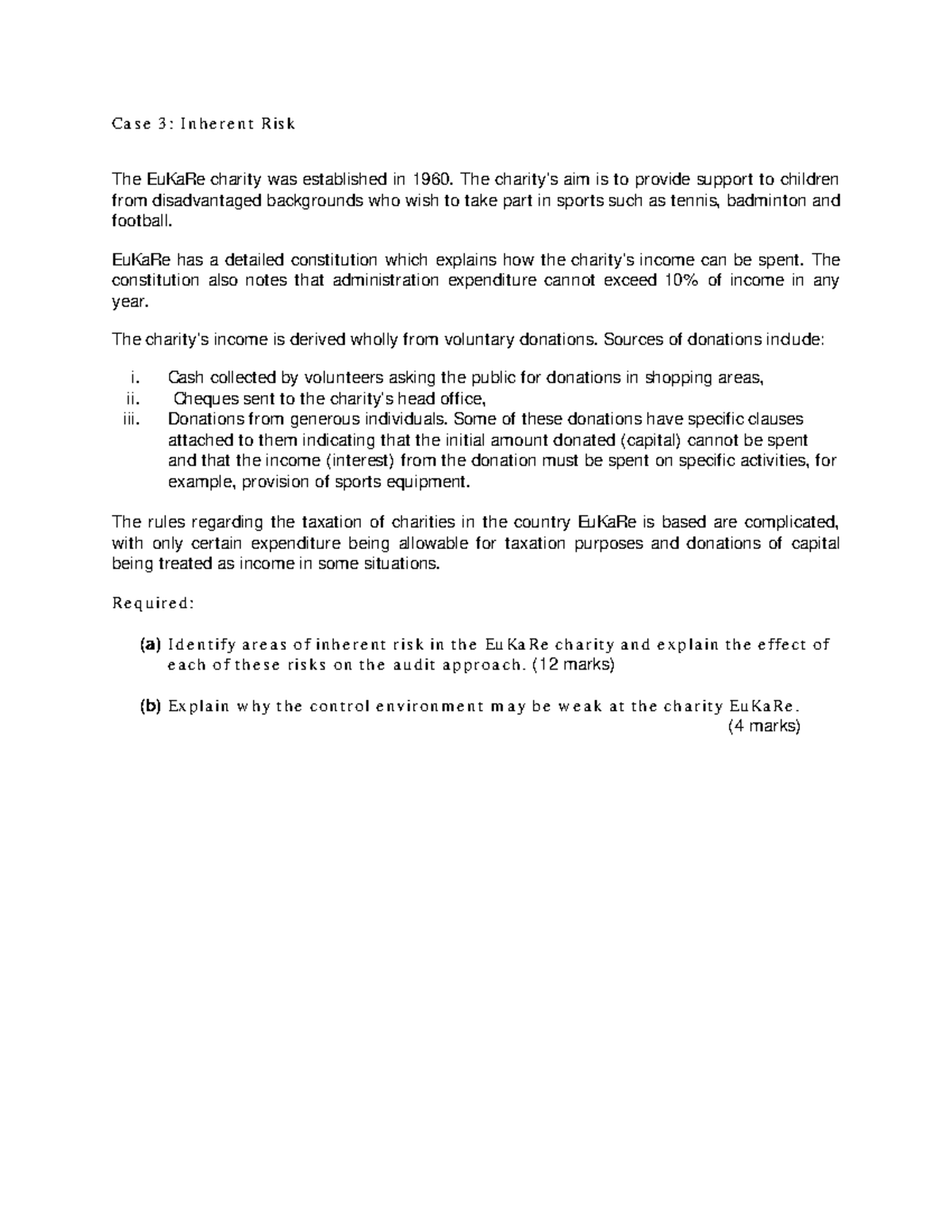 Case 3: Inherent Risk Analysis - Audit & Assurance PL ICAB - Studocu