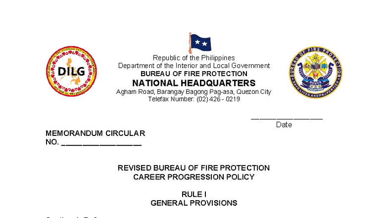 BFP Memorandum Circular: Revised Career Progression Policy - Studocu