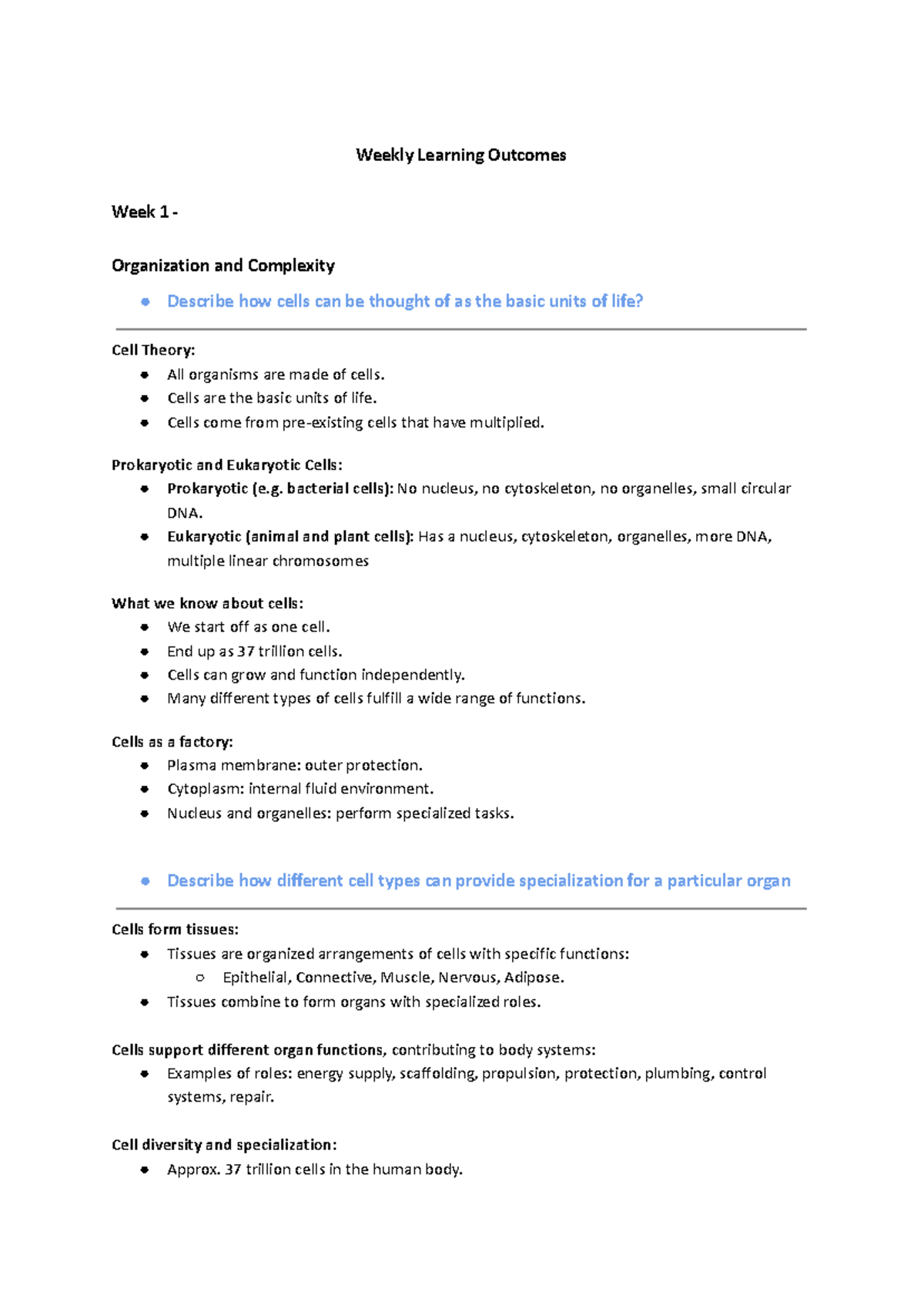 MEDS1001 Final: Understanding Cell Structure, Function, and Homeostasis ...