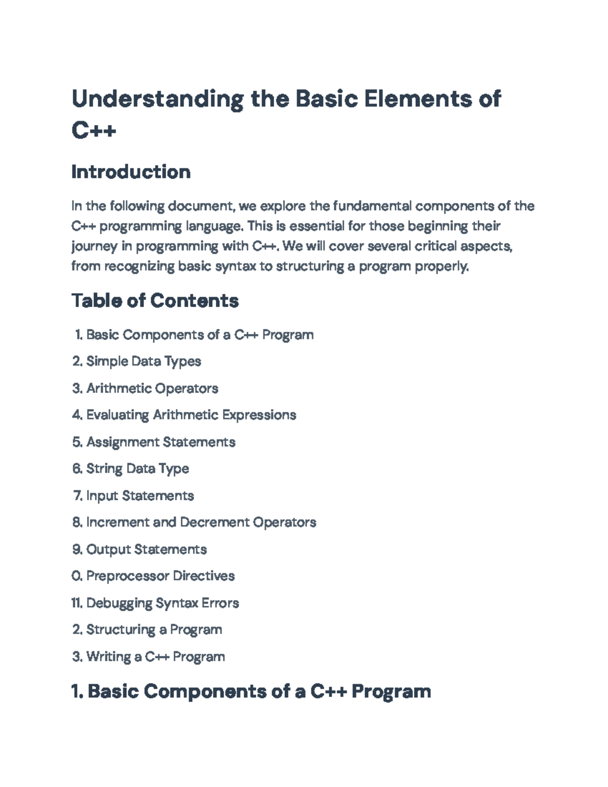 Understanding the Fundamental Elements of C++ Programming ...