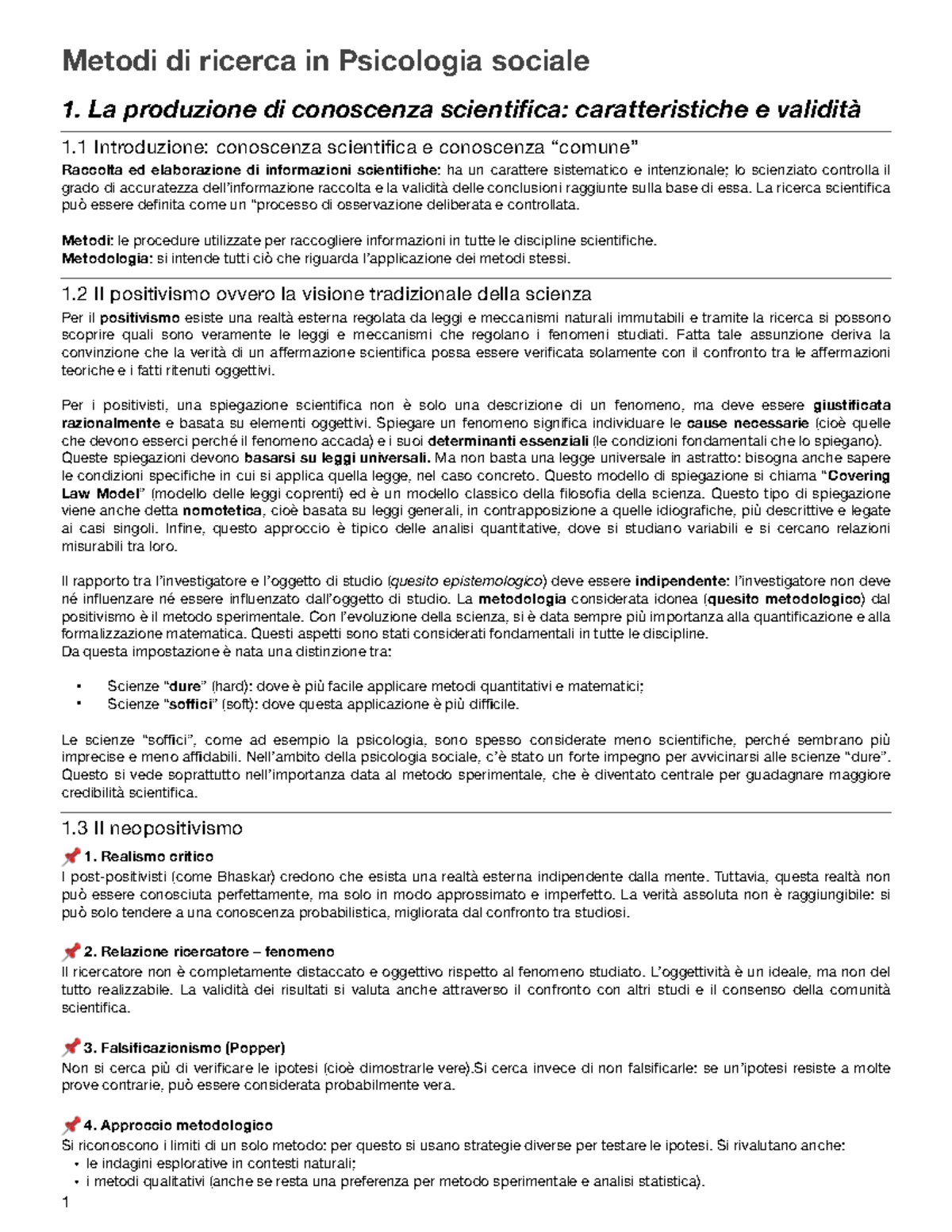 Metodi di Ricerca in Psicologia Sociale: Concetti e Approcci (PSY101) - Document Preview