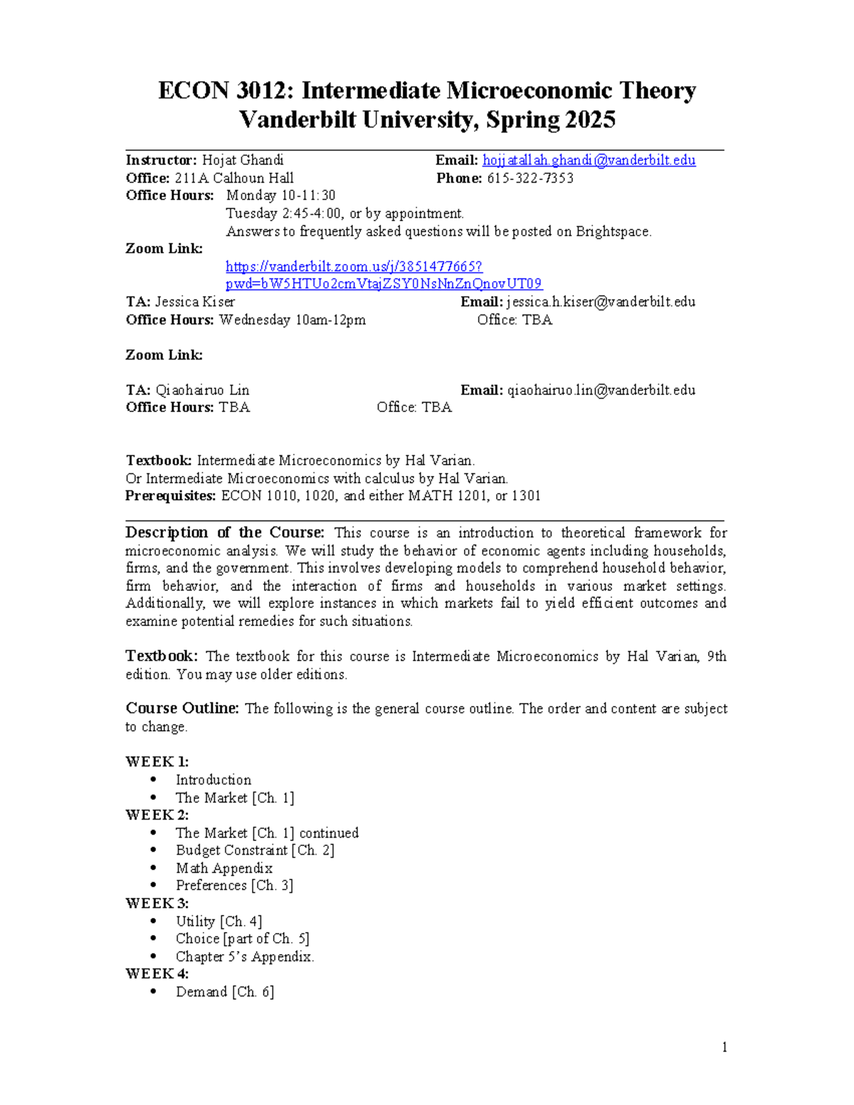 ECON 3012: Intermediate Microeconomic Theory Syllabus - Spring 2025 ...