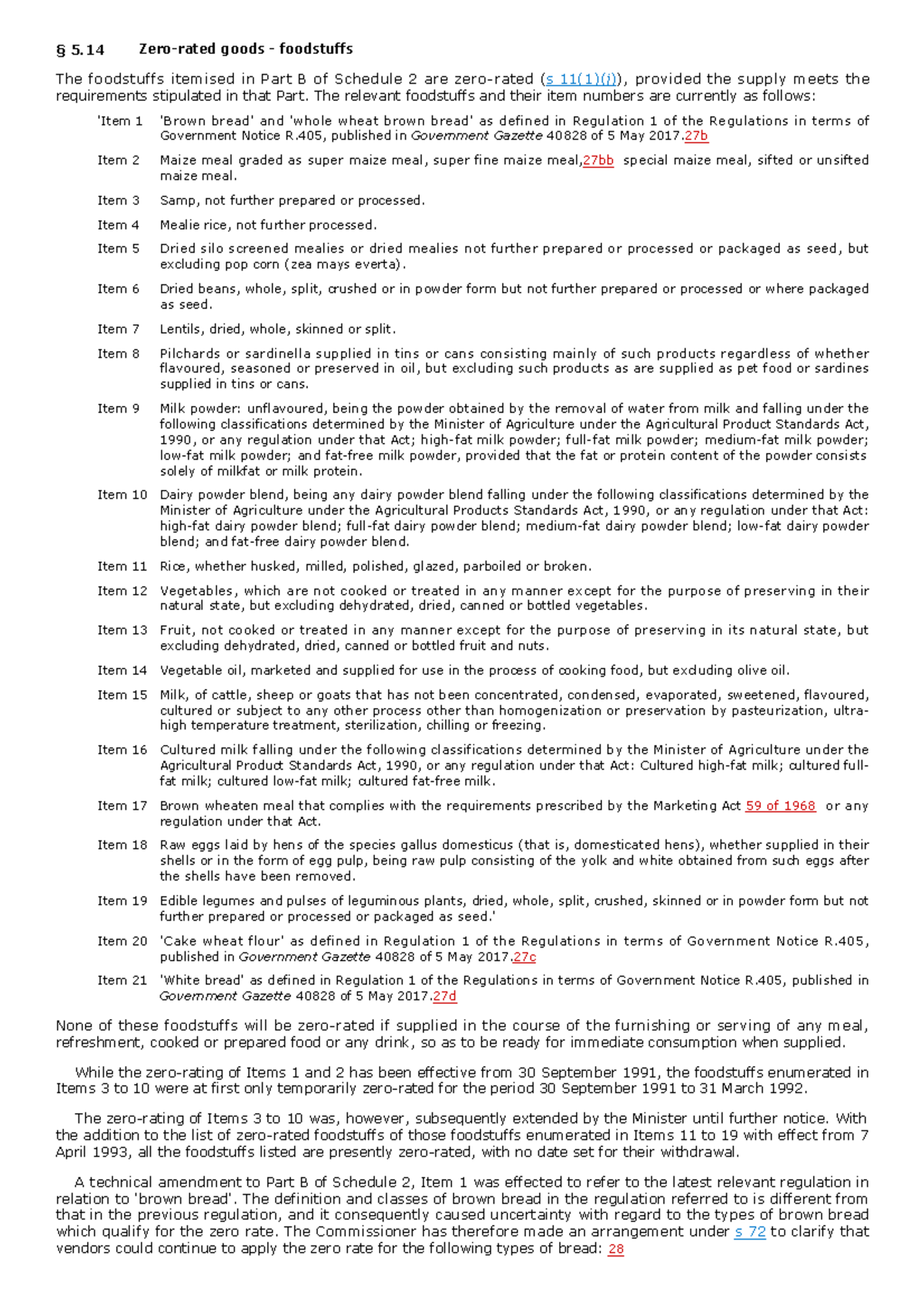5.14 Zero-Rated Goods: Comprehensive List of Foodstuffs - Studocu