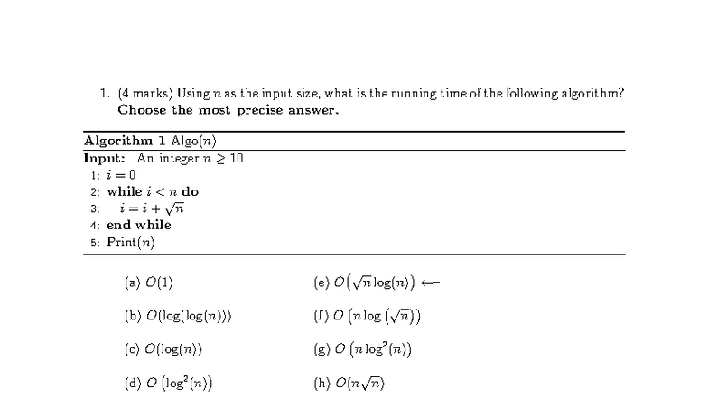 Sample Midterm Exam: Algorithm Analysis and Complexity (CS101) - Studocu