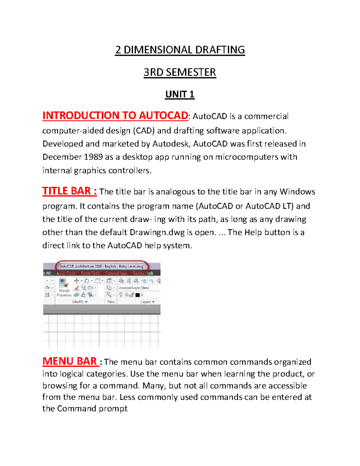 3RD SEM - AUTO CAD Notes - Interior design - Studocu