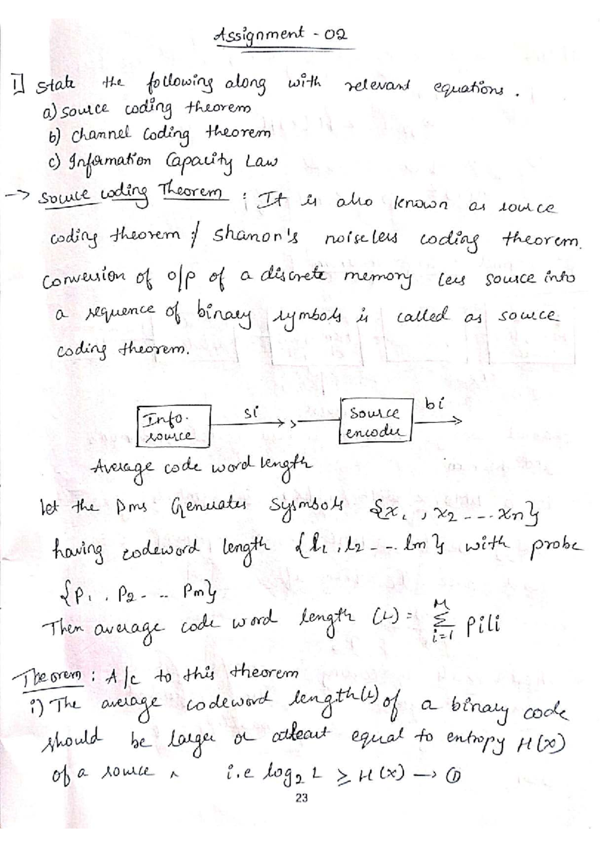 Assignment 02: Source and Channel Coding Theorems Explained - Studocu