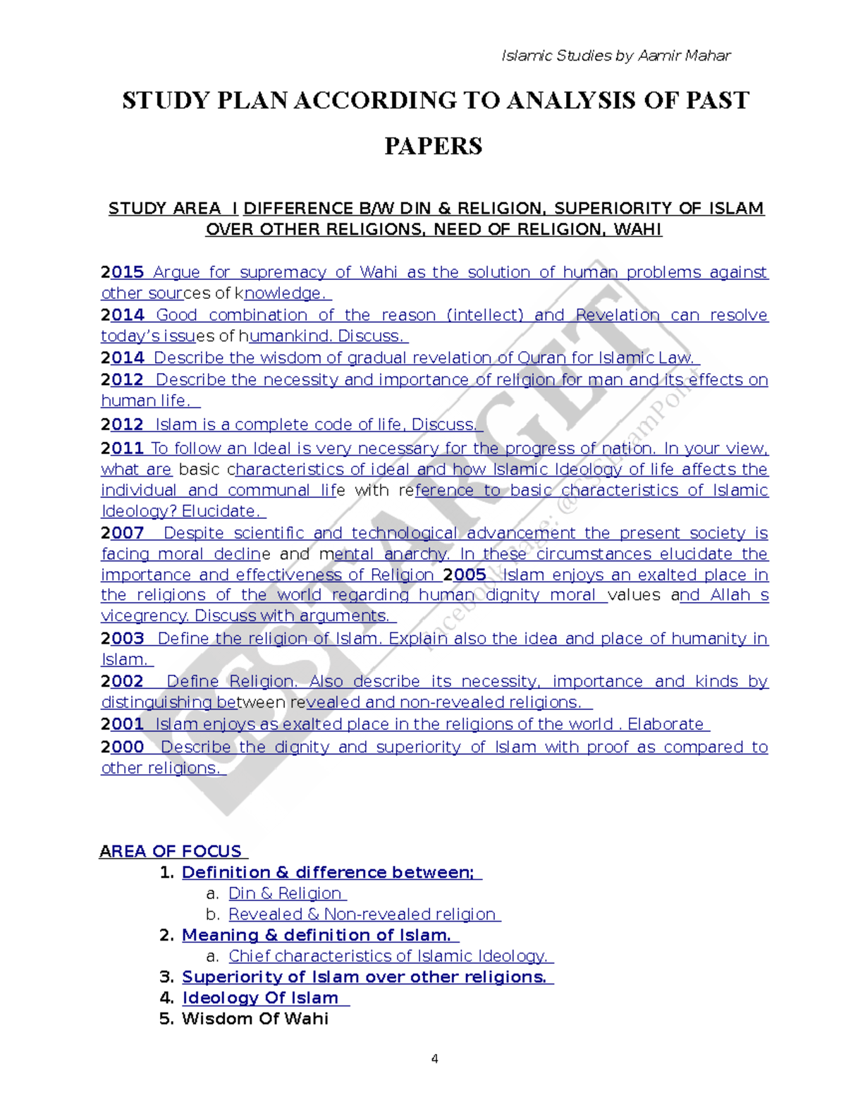 Islamiat Study Notes: Key Concepts and Themes (Aamir Mahar) - Studocu