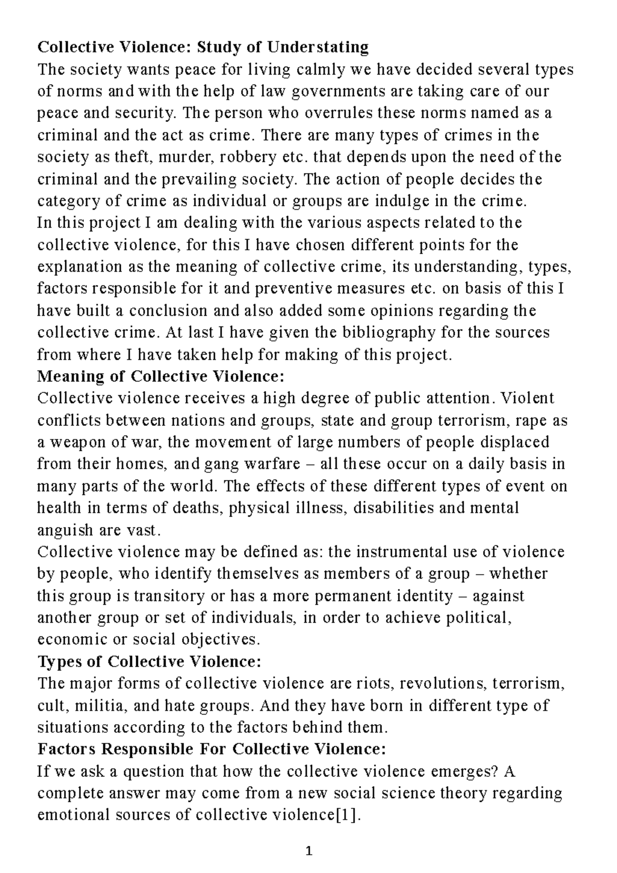 Collective Violence - The person who overrules these norms named as a ...