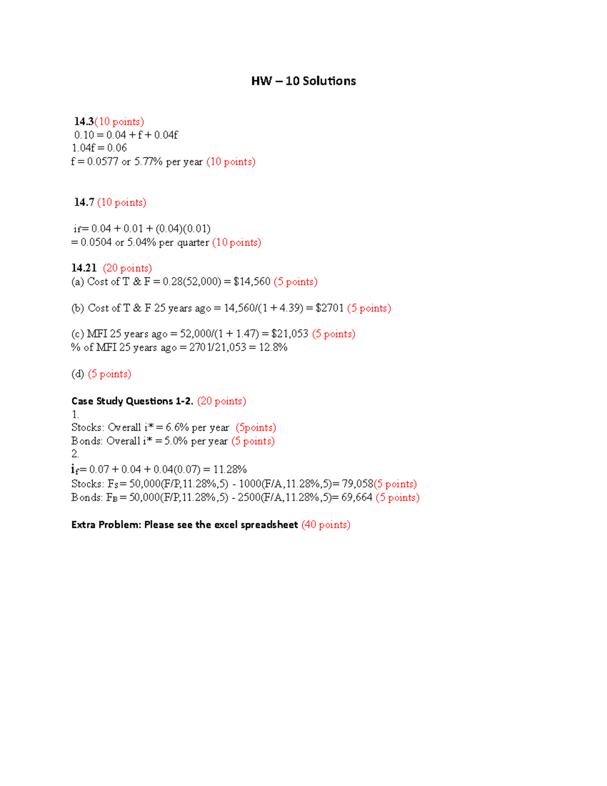 HW -10 Solutions - HW – 10 Solutions 14(10 points) 0 = 0 + f + 0 1 = 0 ...