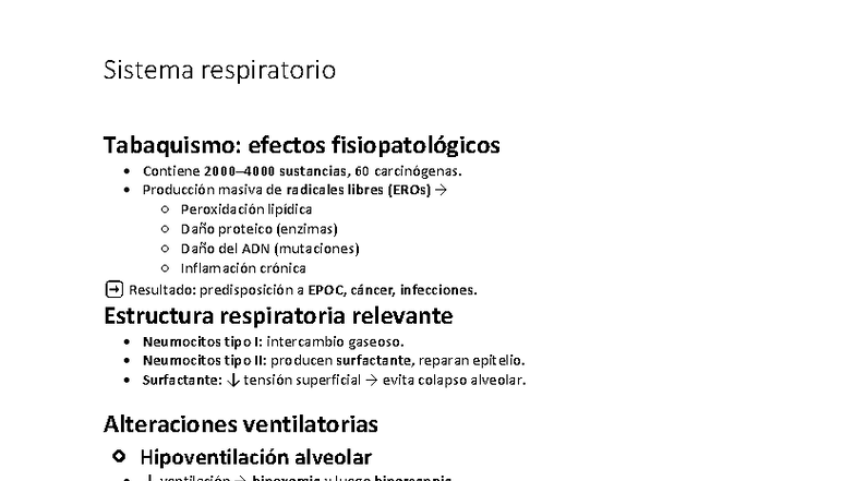 Fisiopatología Respiratoria y Tabaquismo: Efectos y Consecuencias - Studocu