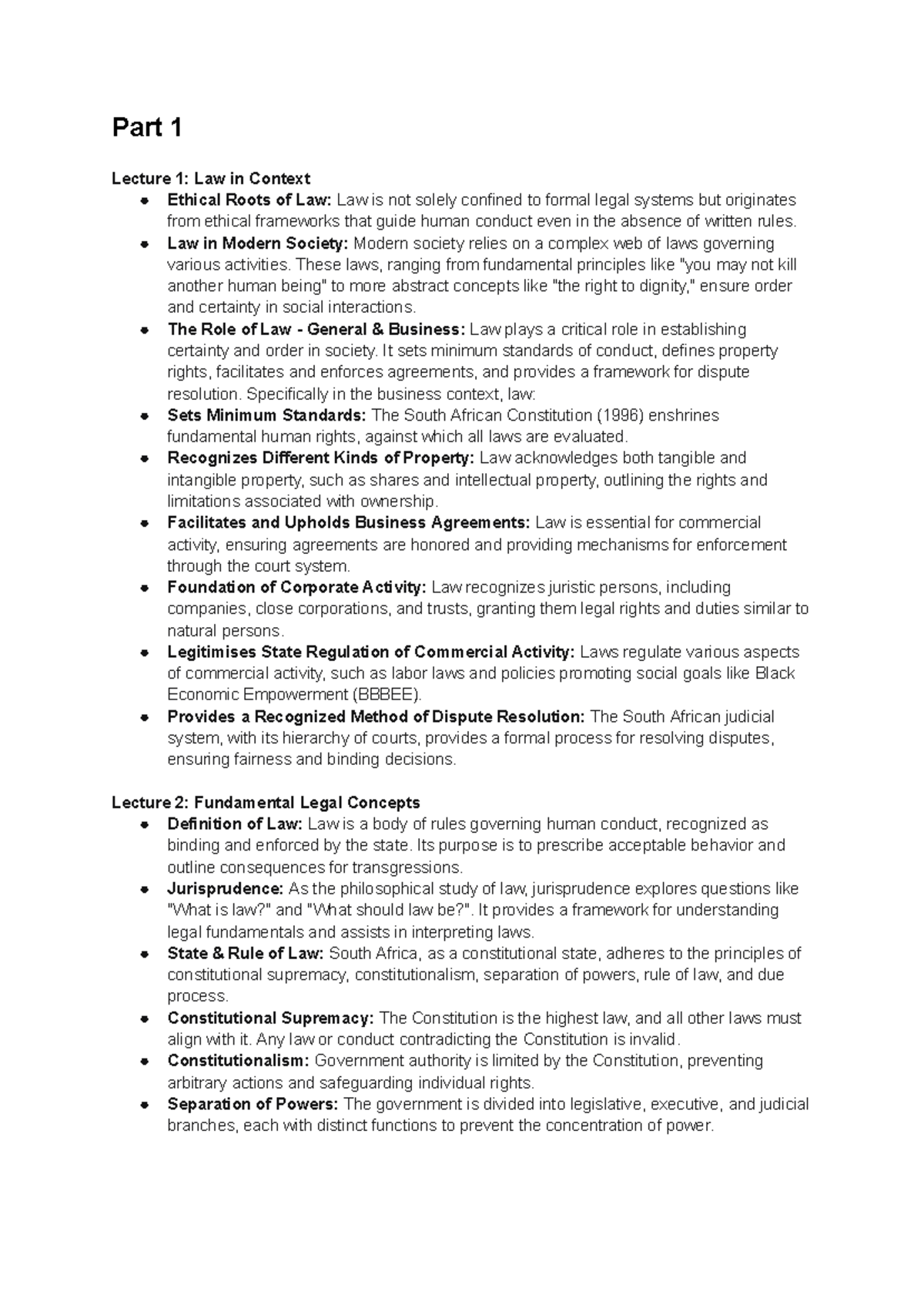 LAW 101: Comprehensive Lecture Notes on Legal Principles and Contracts ...