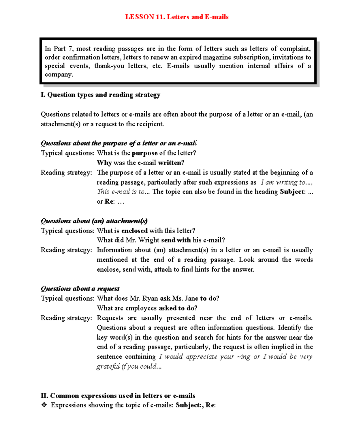 Lesson 11: Understanding letters and reading strategies for ...