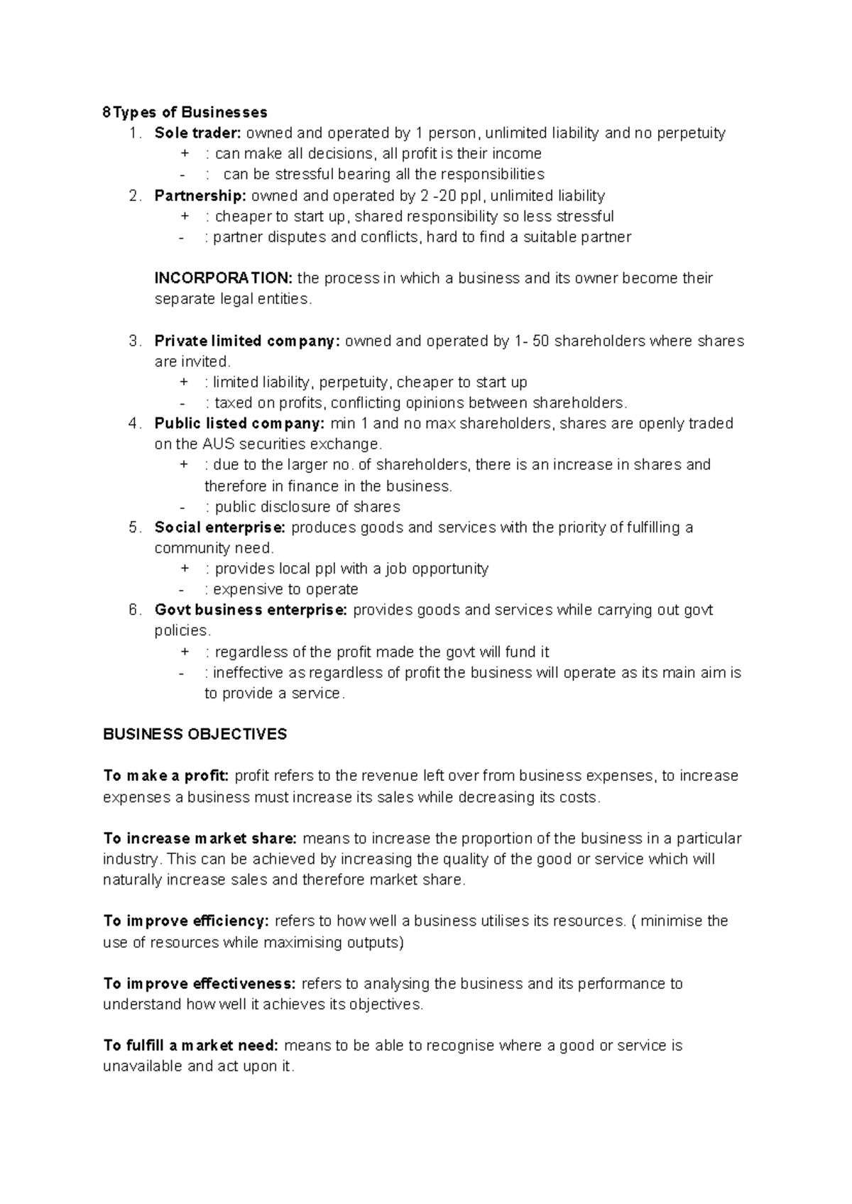 Types of Businesses and Management Styles - Business AOS1 Unit 3 - Studocu