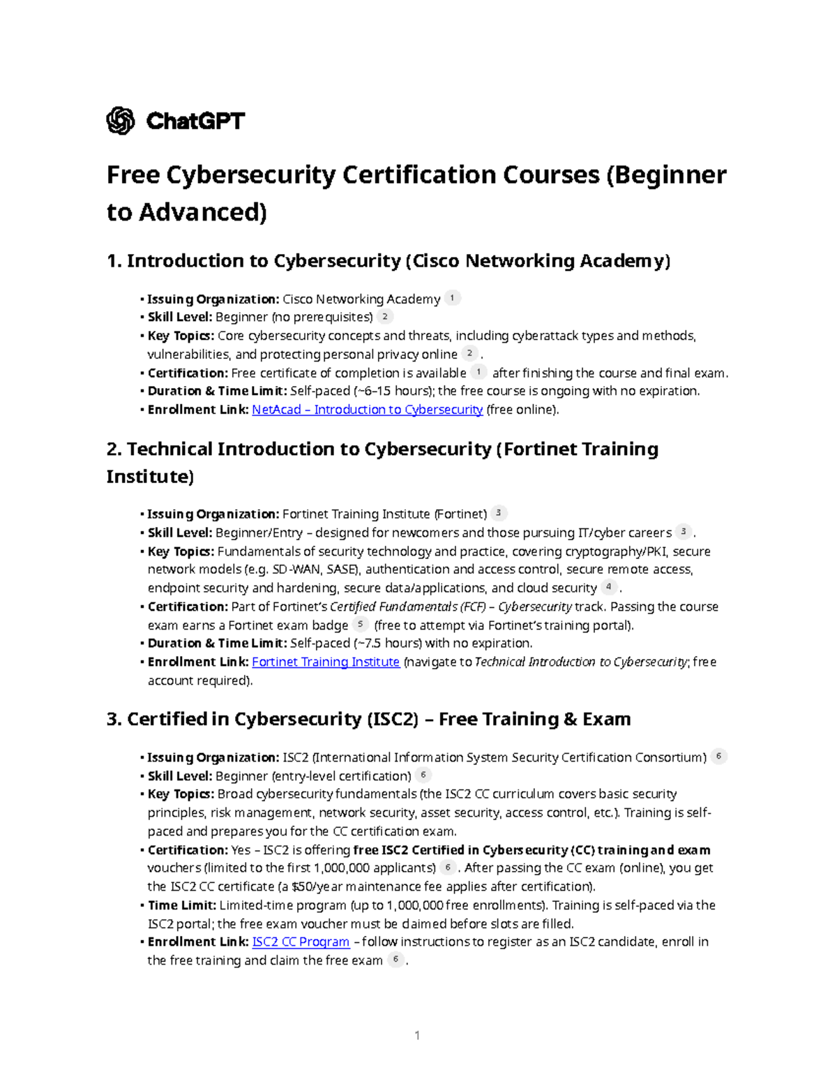 Free Cybersecurity Certification Courses (Beginner to Advanced) - Studocu