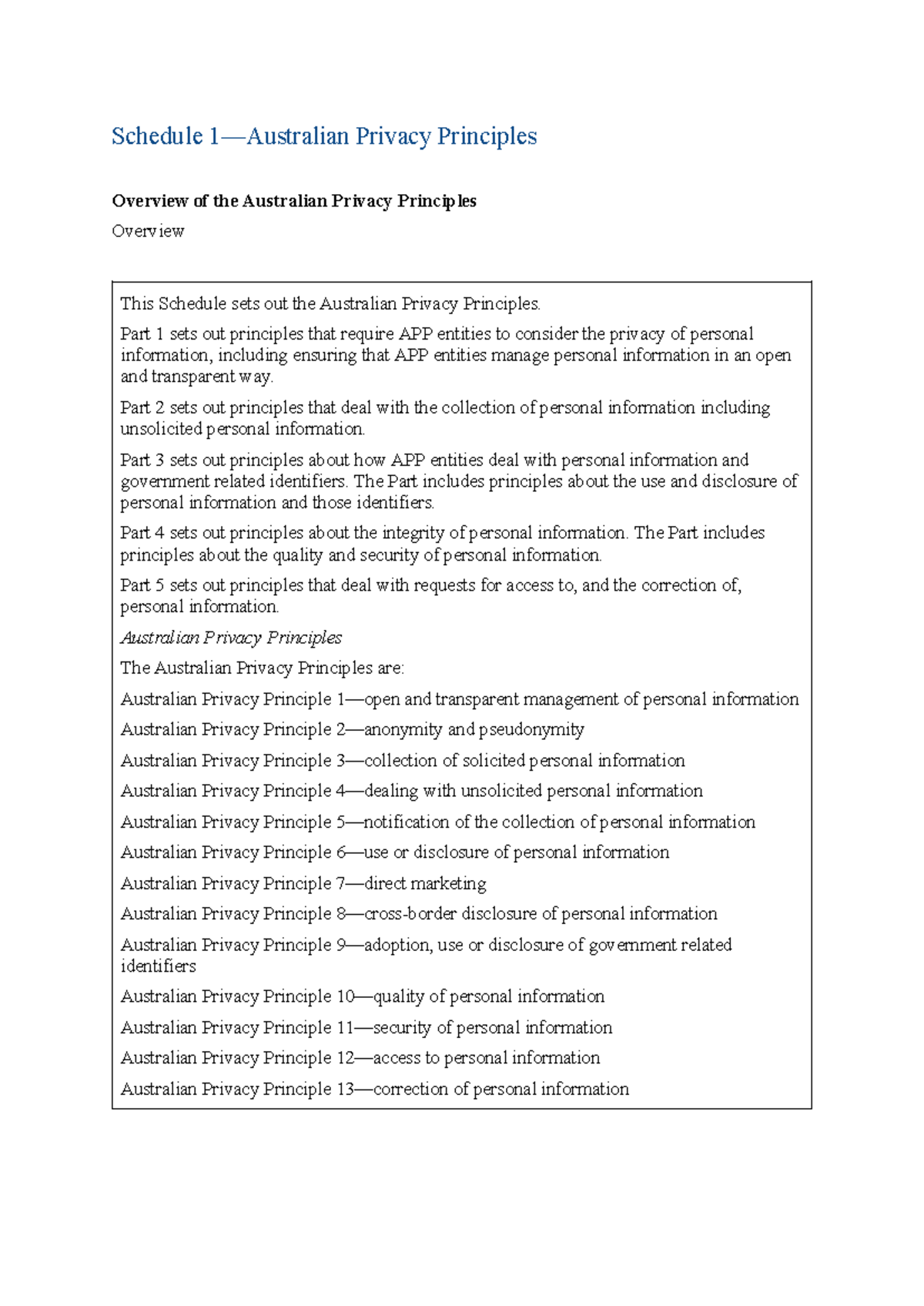 Australian Privacy Principles Overview and Key Guidelines - Studocu