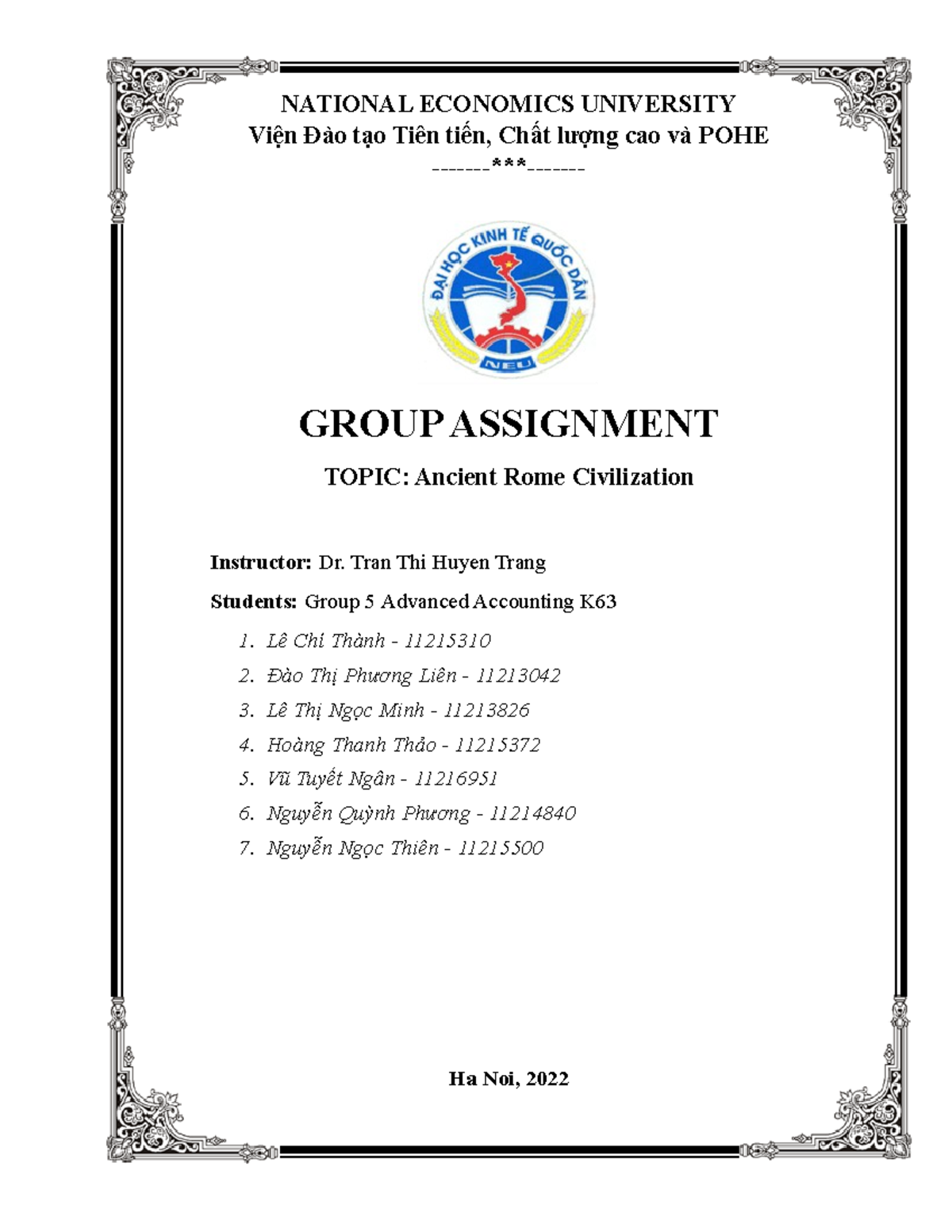 Group 5 - Assignment on Ancient Rome Civilization - Studocu