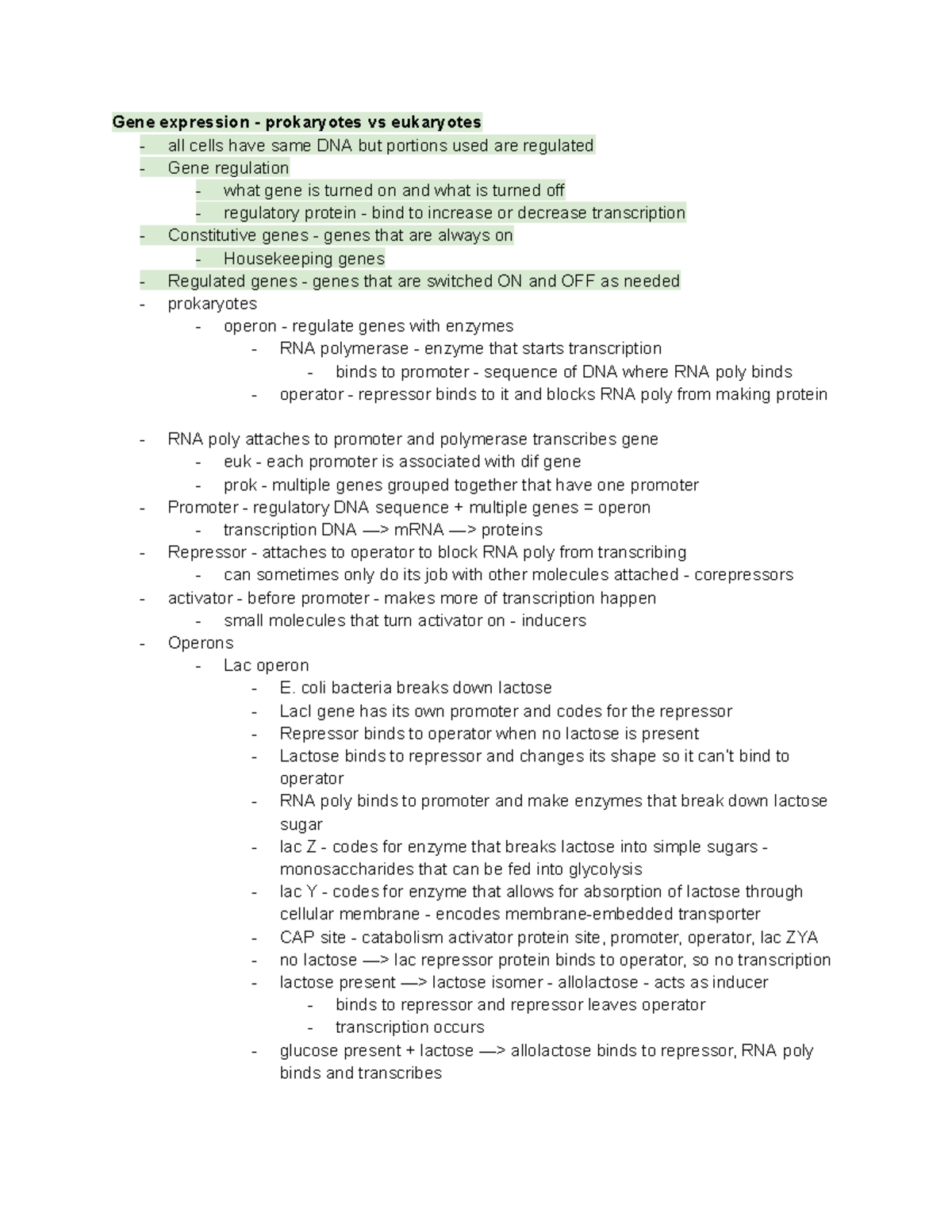 Bio 101: Exam 2 Review on Gene Expression and Regulation - Studocu
