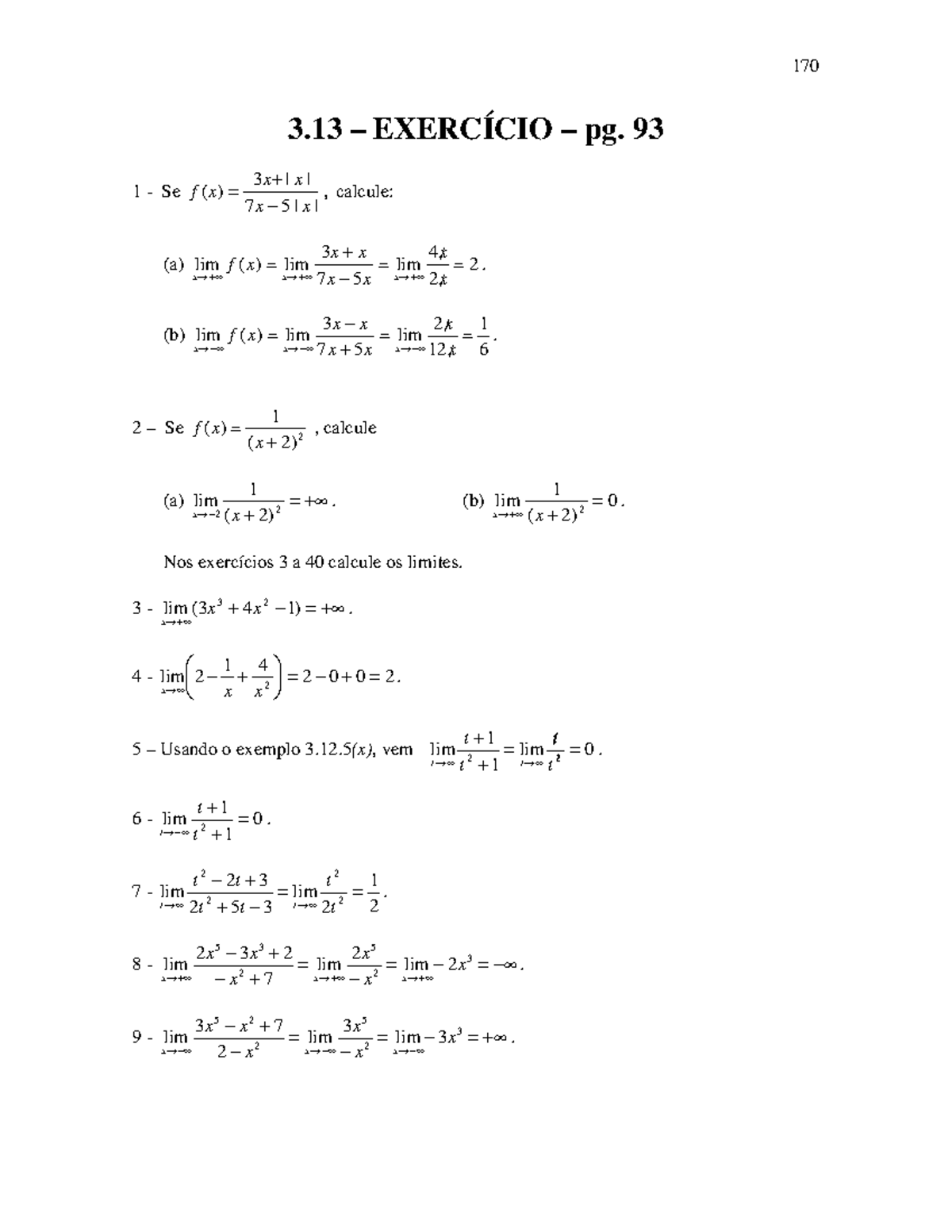 Resolução de exercícios do capítulo 3 do livro Cálculo A