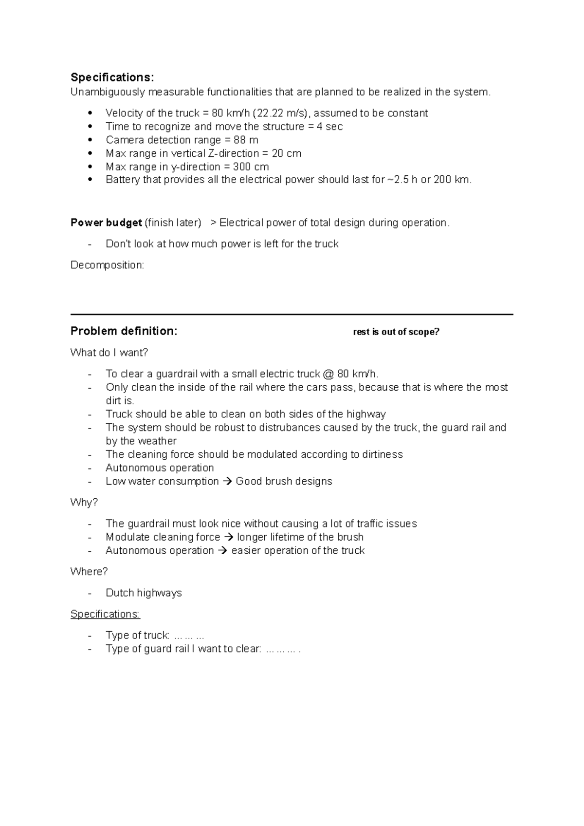 Specifications and Problem Definition for Autonomous Truck System ...
