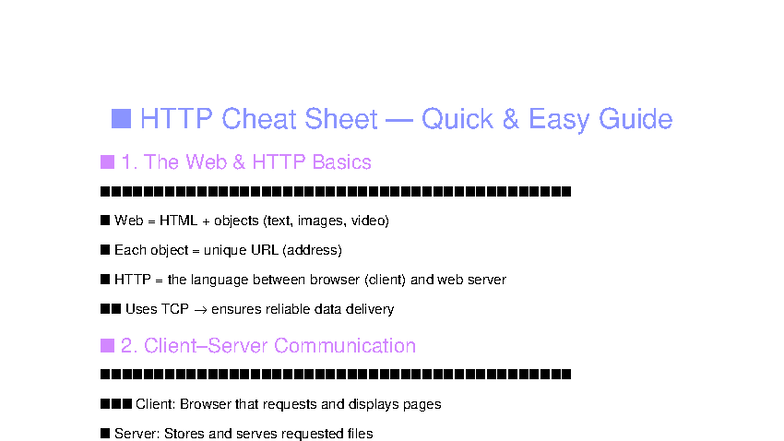 L4 HTTP Notes: Quick Guide to Web Communication Basics - Studocu