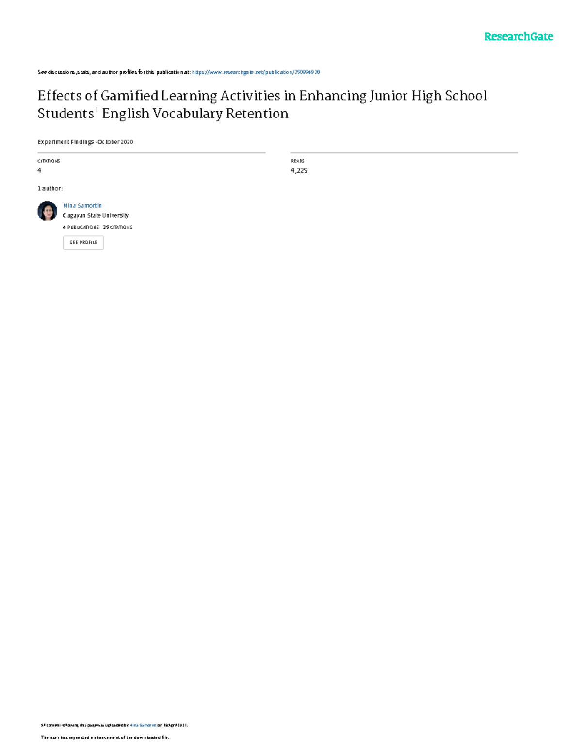 AJPE V1I1: Effects of Gamified Learning on English Vocabulary Retention ...