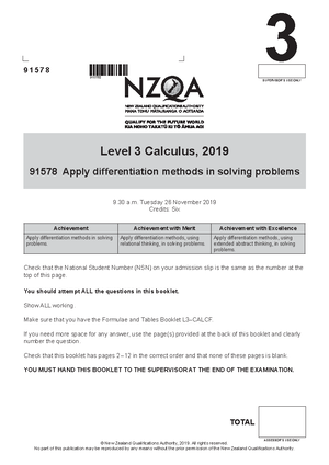 Calculus - 13 (NCEA 3) - National Certificate of Educational ...