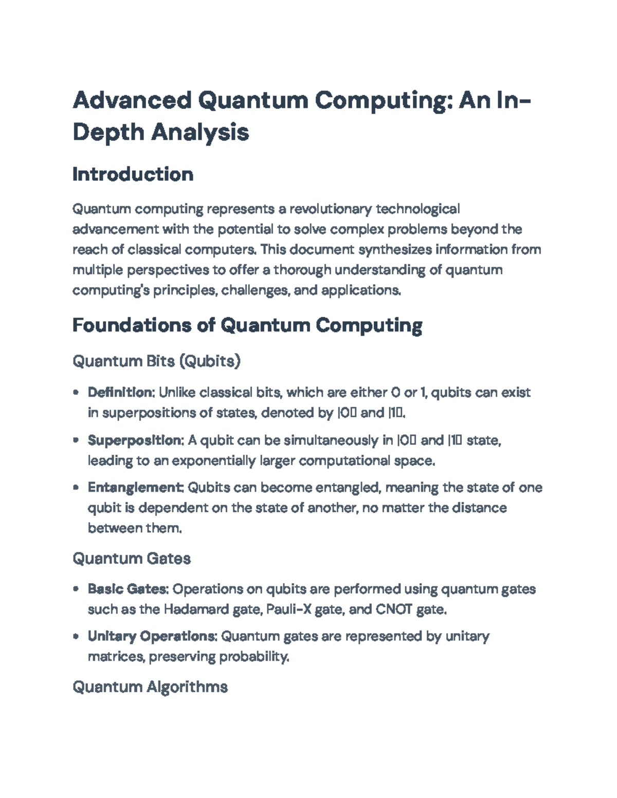 Advanced Quantum Computing: Principles, Challenges & Applications ...