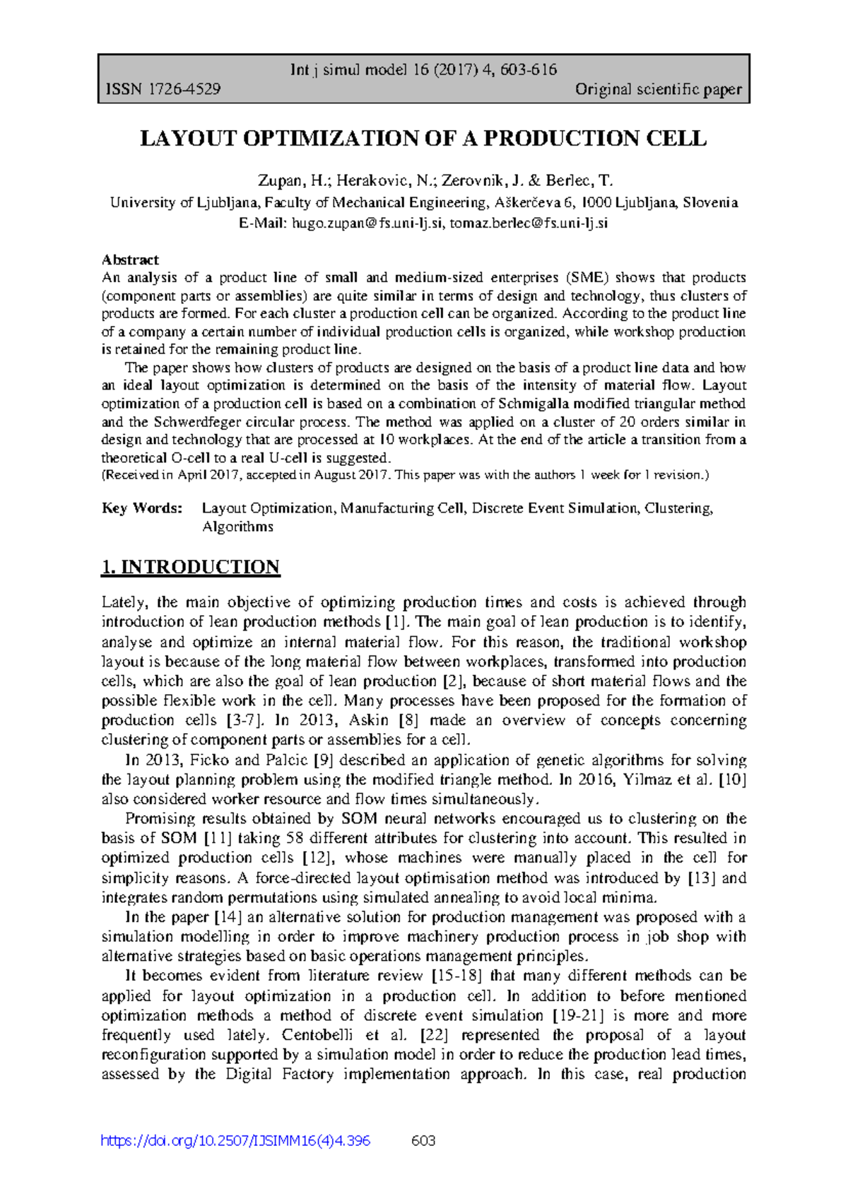 Paper Layout Optimization for Production Cell Efficiency (IJSIMM 16/4 ...