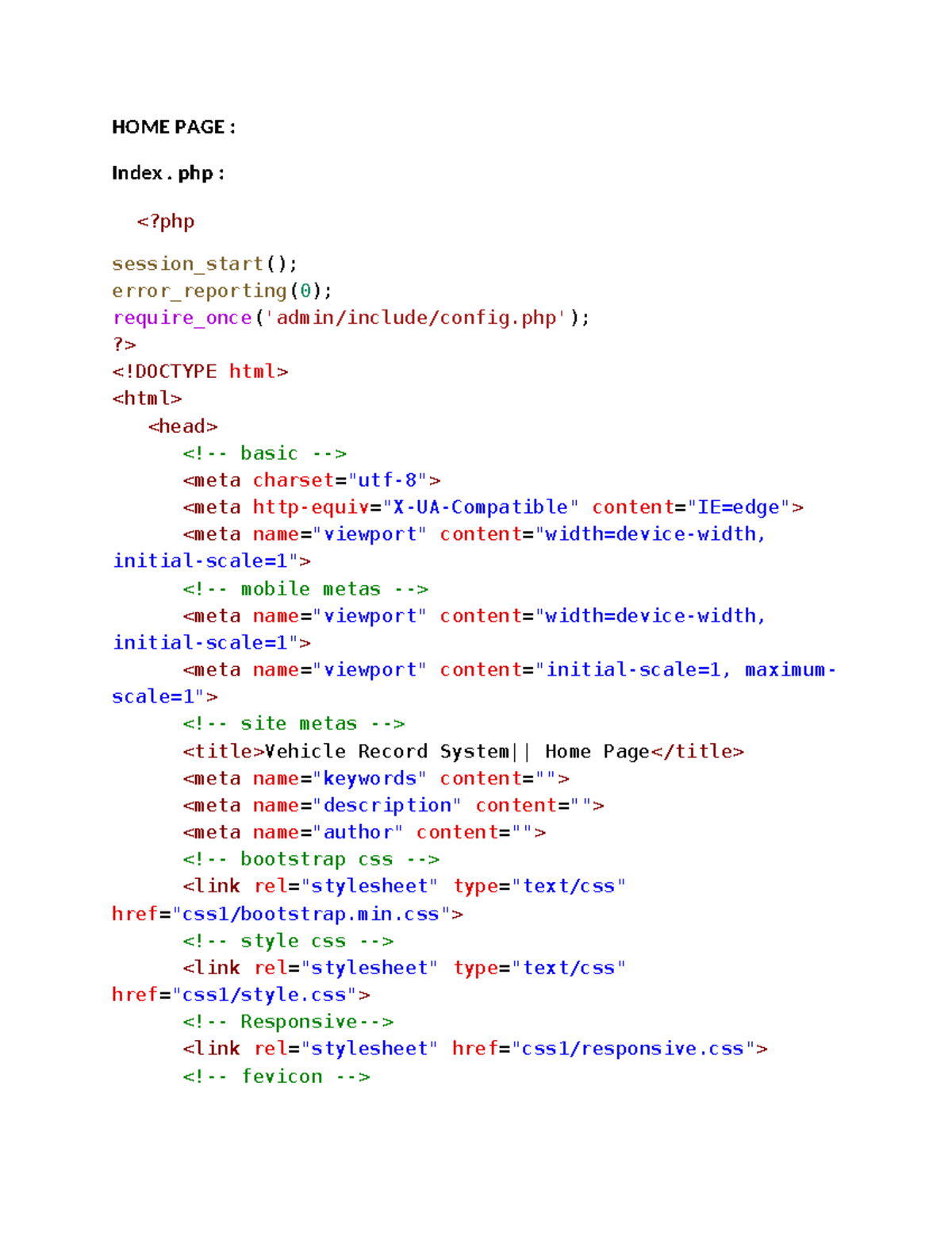 Vehicle Record System - PHP Code for Manage and Add Functions - Studocu