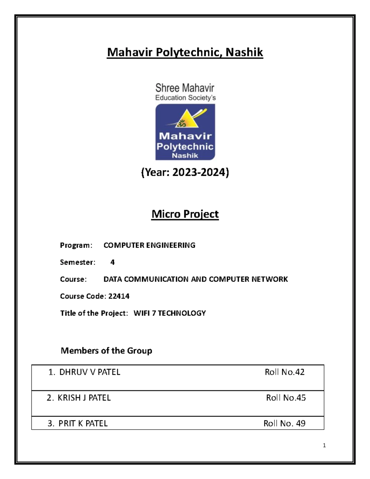 Dhruv DCC certificate - data communication - 1 Maharashtra State Board ...