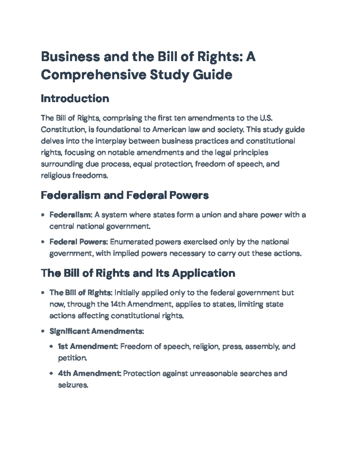 Business and the Bill of Rights: A Comprehensive Study Guide (Course ...