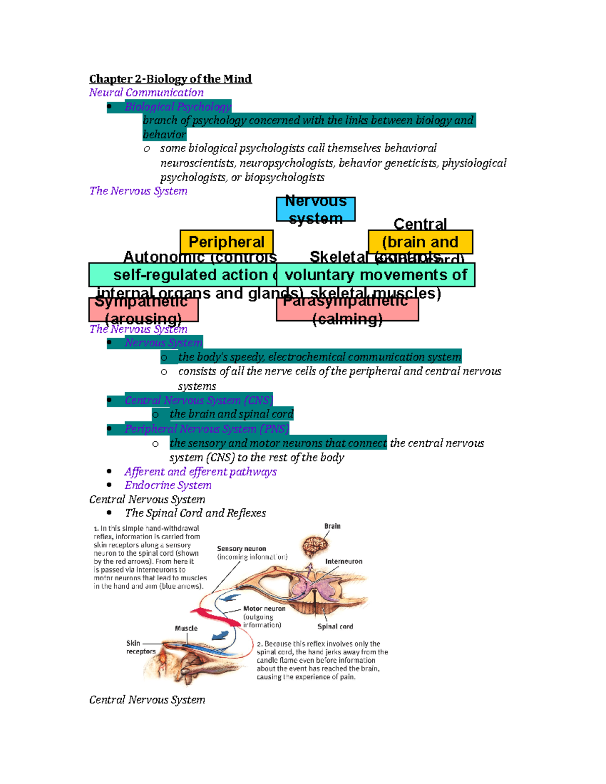 Lecture notes, chapter 2 - group taught. - Chapter 2-Biology of the ...