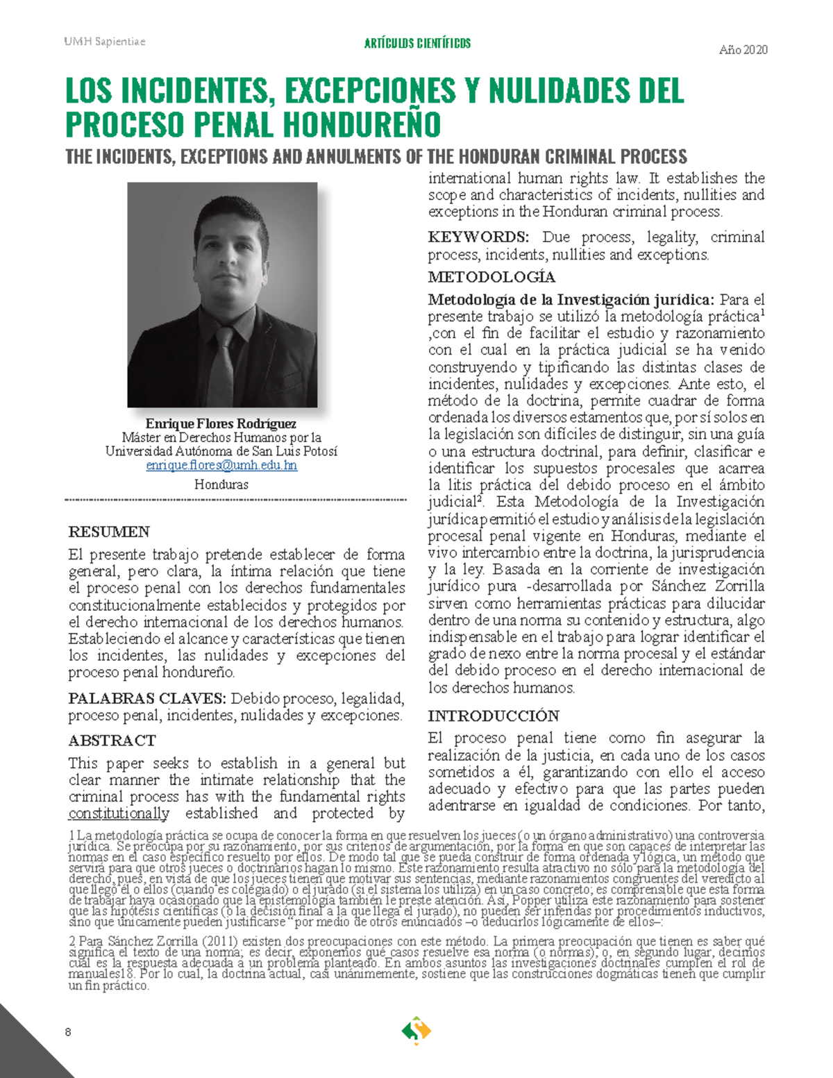 Los Incidentes, Excepciones y Nulidades en el Proceso Penal (UMH 2020