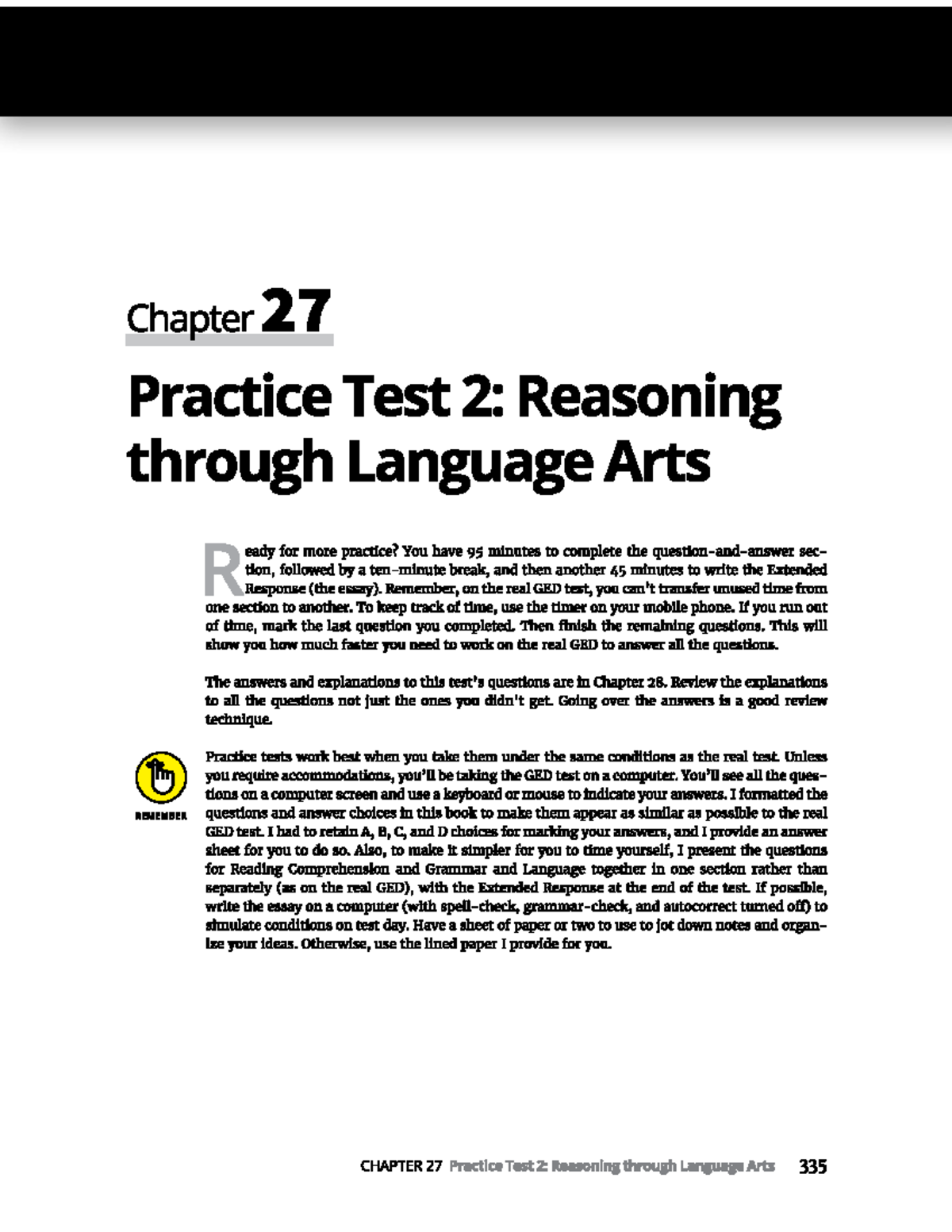 Chapter 27 Practice Test 2: Reasoning through Language Arts for GED ...