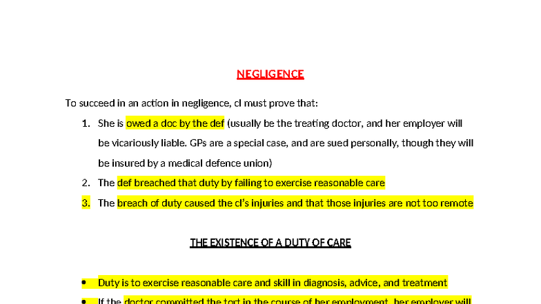 Ch 3.3 Negligence: Key Principles and Case Law Analysis - Studocu