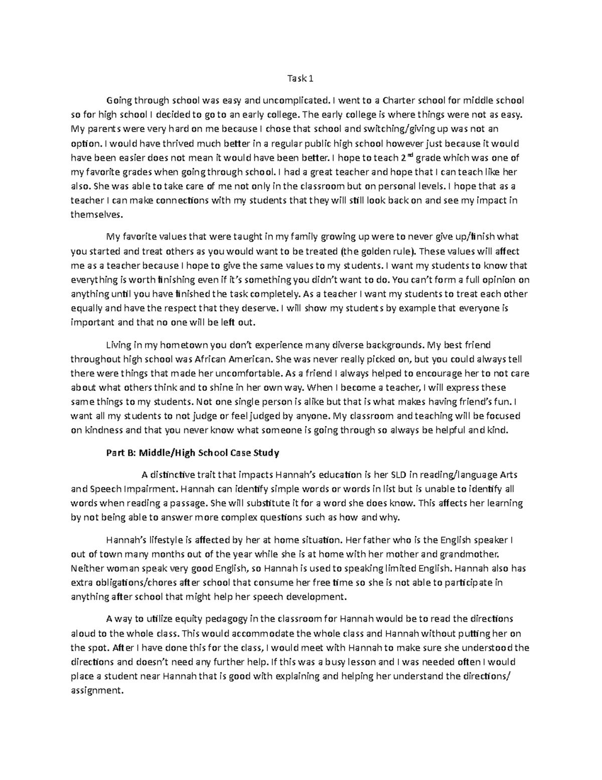 D096 Task 1 - Teaching Philosophy and Case Study Analysis - Studocu