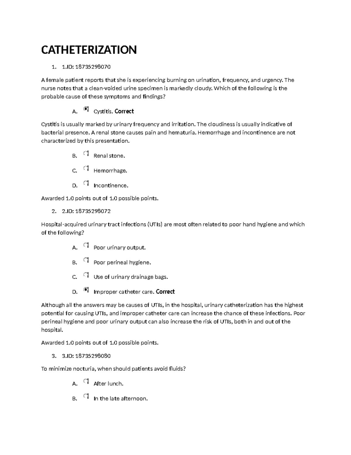 CATHETERIZATION EXAM: Evolve Questions & Answers (ID: 18735298070 ...