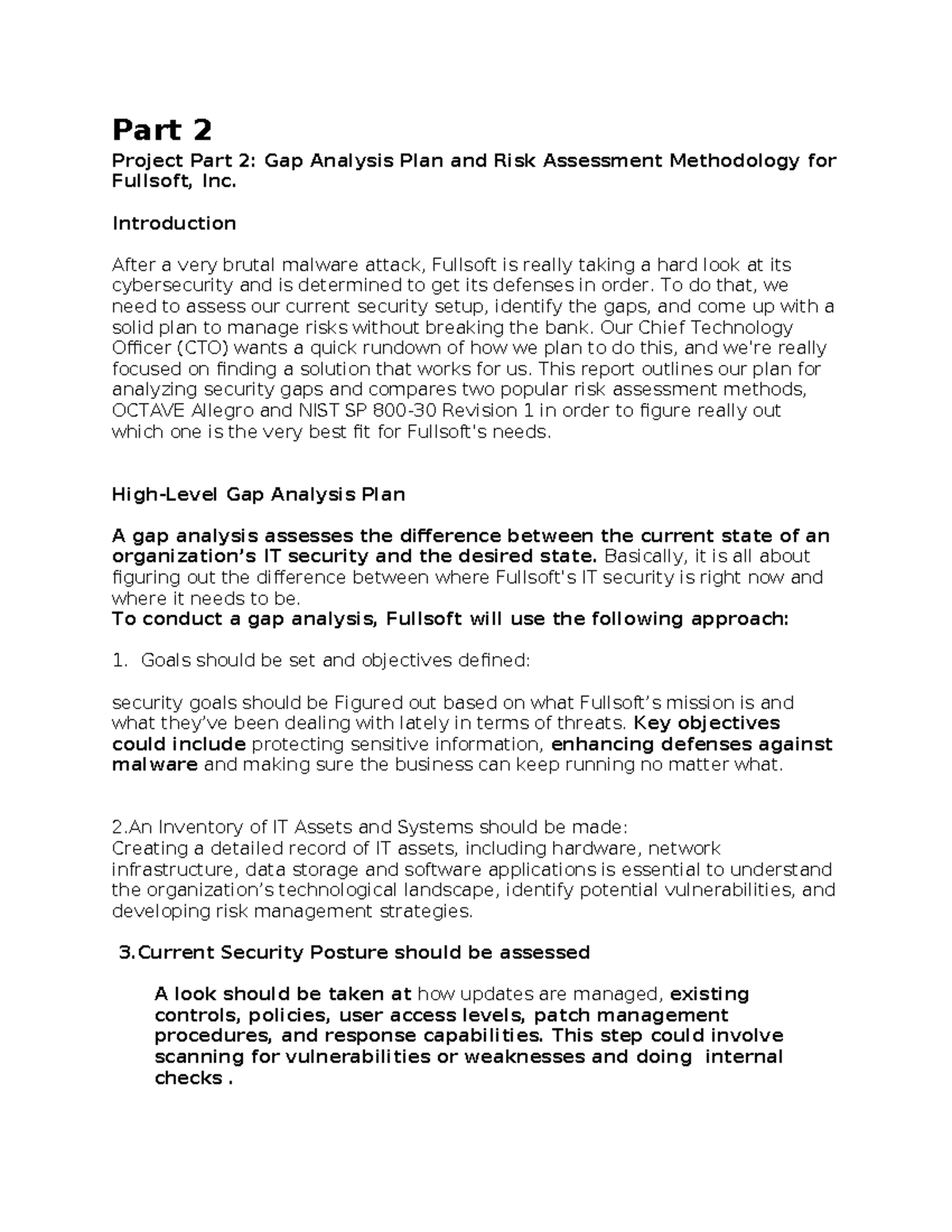 IT 101: Gap Analysis & Risk Assessment Methodology for Fullsoft, Inc ...