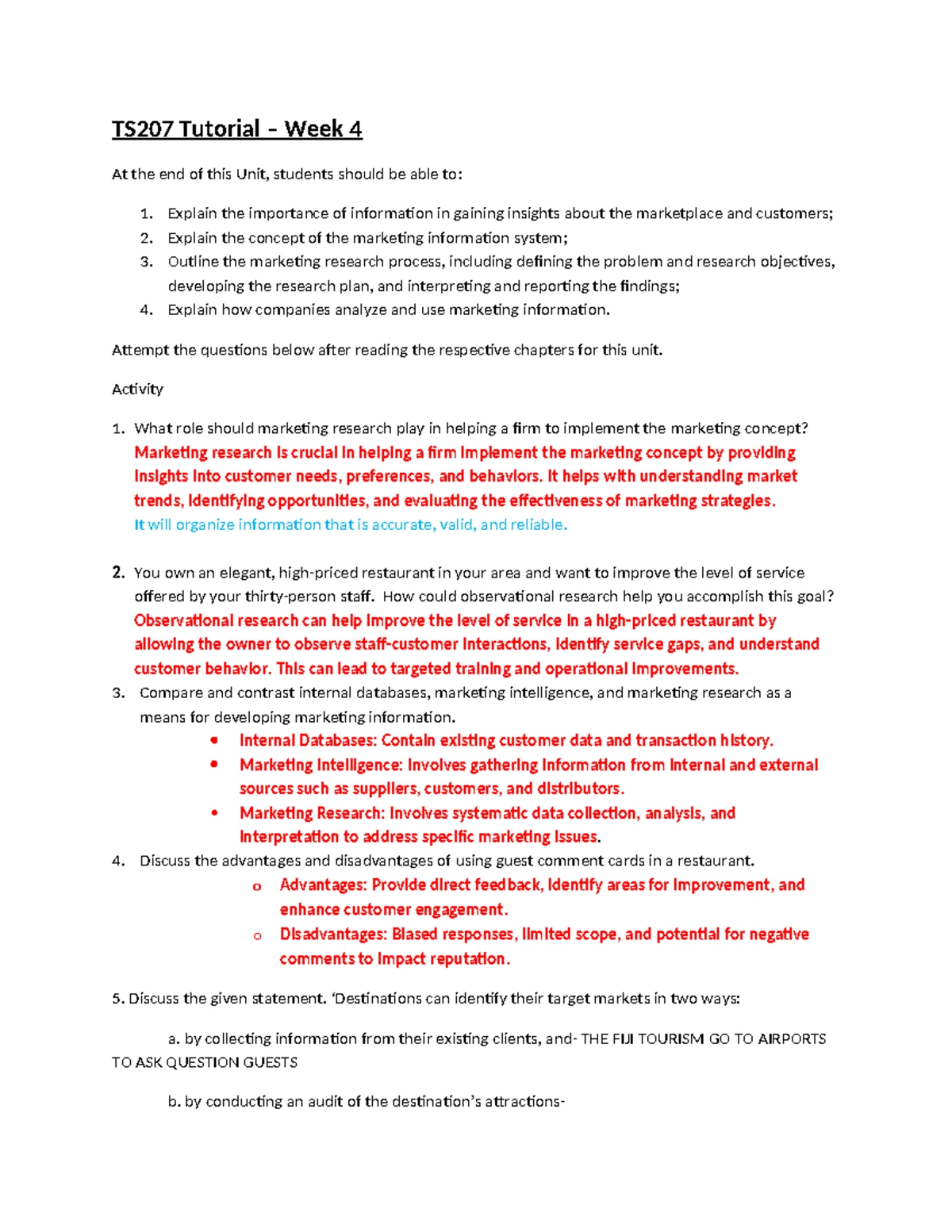 Tutorial 3 solutions - Tutorial 3 Questions and Solutions Read the ...